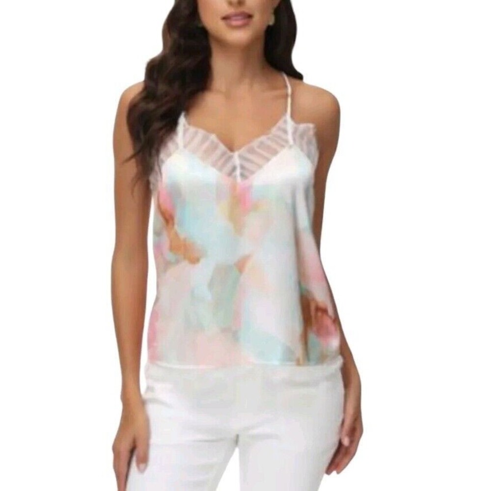 Frye Fairy Coquette Tank Top Womens Large Eli Racerback Pastel Watercolor